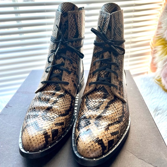 Freda Salvador Shoes - Freda Salvador Snake Embossed Lace up ankle boots